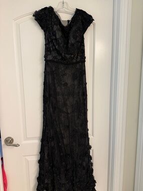 Mac Duggal Black Beaded Maxi Gown